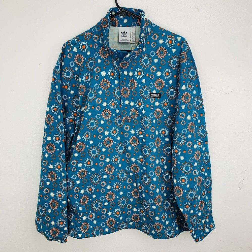 ADIDAS Adventure Jacket Size XL Blue HR4273 Nature Awakening Windbreaker